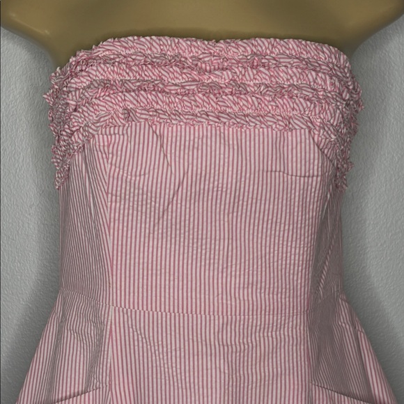 Lilly Pulitzer Ferra Hotty Strapless Pink Seersucker Summer Dress Size 4 - Picture 3 of 8